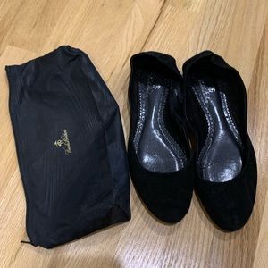 Brooks Brothers Suede Ballet Flats With Bag